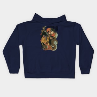 Samurai and monster serpent / Utagawa Kuniyoshi  ukiyoe art Kids Hoodie